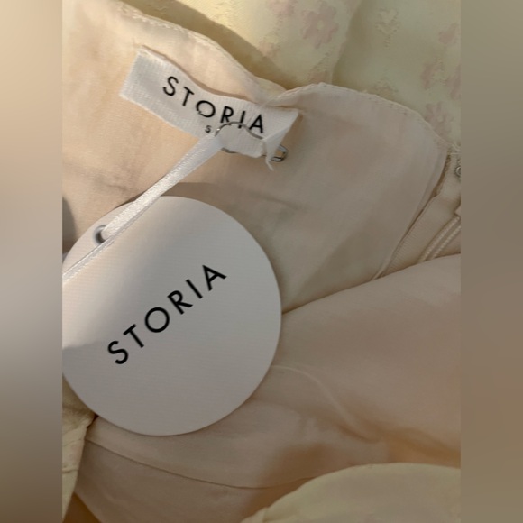 NWT Storia Floral Splotched Daisy Embossed Print Strapless Corset Mini Dress - Picture 12 of 13